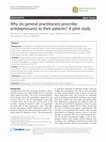 Research paper thumbnail of Why do general practitioners prescribe antidepressants to their patients? A pilot study