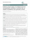 Research paper thumbnail of Evidence of prescription of antidepressants for non-psychiatric conditions in primary care: an analysis of guidelines and systematic reviews