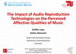 Research paper thumbnail of The Impact of Audio Reproduction Technologies on the Perceived Affective Qualities of Music