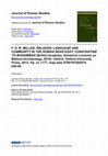 Research paper thumbnail of Review: Fergus Millar, Religion, Language and Community in the Roman Near East: Constantine to Muhammad (Oxford: OUP, 2013), Journal of Roman Studies (2015)