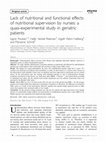 Research paper thumbnail of Lack of nutritional and functional effects of nutritional supervision by nurses: a quasi-experimental study in geriatric patients