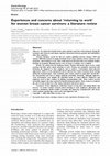 Research paper thumbnail of Experiences and concerns about ‘returning to work’ for women breast cancer survivors: a literature review