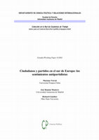 Research paper thumbnail of Ciudadanos Y Partidos En El Sur De Europa: Los Sentimientos Antipartidistas