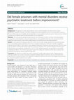 Research paper thumbnail of Did female prisoners with mental disorders receive psychiatric treatment before imprisonment?