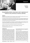 Research paper thumbnail of Breastfeeding mothers returning to work: Experiences of women at one university in Victoria, Australia