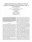 Research paper thumbnail of Tableau-based decision procedure for full coalitional multiagent temporal-epistemic logic of linear time