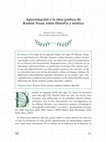 Research paper thumbnail of Aproximación a la obra poética de Ramón Xirau: entre filosofía y mística. En Philobiblion, n. 1, 2014, pp. 165-176.