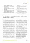 Research paper thumbnail of Re: Self-esteem in Greek Dialysis Patients: the Contribution of Health Locus of Control