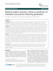 Research paper thumbnail of Medical student selection criteria as predictors of intended rural practice following graduation