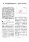 Research paper thumbnail of On geographic coordinates of PlanetLab Europe