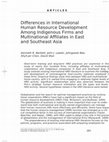 Research paper thumbnail of Differences in international human resource development among indigenous firms and multinational affiliates in East and Southeast Asia