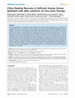 Research paper thumbnail of Ciliary Beating Recovery in Deficient Human Airway Epithelial Cells after Lentivirus Ex Vivo Gene Therapy