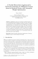 Research paper thumbnail of A Parallel Hierarchical Agglomerative Clustering Technique for Bilingual Corpora Based on Reduced Terms With Automatic Weight Optimization