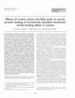 Research paper thumbnail of Effects of uremic toxins and fatty acids on serum protein binding of furosemide: possible mechanism of the binding defect in uremia