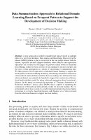 Research paper thumbnail of Data Summarization Approach to Relational Domain Learning Based on Frequent Pattern to Support the Development of Decision Making