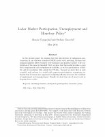 Research paper thumbnail of Labor Market Participation, Unemployment and Monetary Policy