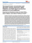 Research paper thumbnail of Decreased lactate concentration and glycolytic enzyme expression reflect inhibition of mTOR signal transduction pathway in B-cell lymphoma