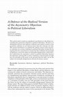 Research paper thumbnail of A Defence of the Radical Version of the Asymmetry Objection to Political Liberalism