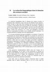 Research paper thumbnail of II. La recherche biographique dans le domaine des sciences sociales