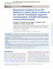 Research paper thumbnail of Gonosomal mosaicism for an NF1 deletion in a sperm donor: evidence of the need for coordinated, long-term communication of health information among relevant parties