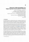 Research paper thumbnail of Advances in Micropropagation of a Highly Important Cassia species- A Review