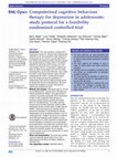 Research paper thumbnail of Computerised cognitive behaviour therapy for depression in adolescents: study protocol for a feasibility randomised controlled trial