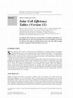 Research paper thumbnail of Solar Cell Eciency Tables (Version 13)