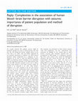 Research paper thumbnail of Complexities in the association of human blood brain barrier disruption with seizures: importance of patient population and method of disruption