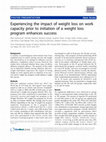 Research paper thumbnail of Experiencing the impact of weight loss on work capacity prior to initiation of a weight loss program enhances success