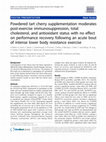 Research paper thumbnail of Powdered tart cherry supplementation moderates post-exercise immunosuppression, total cholesterol, and antioxidant status with no effect on performance recovery following an acute bout of intense lower body resistance exercise