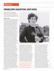 Research paper thumbnail of Obituary: Penelope Houston, 1927–2015