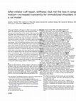 Research paper thumbnail of After rotator cuff repair, stiffness—but not the loss in range of motion—increased transiently for immobilized shoulders in a rat model