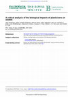 Research paper thumbnail of A critical analysis of the biological impacts of plasticizers on wildlife