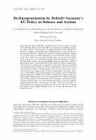 Research paper thumbnail of De-Europeanization by Default? Germany’s EU Policy in Defense and Asylum, in: Foreign Policy Analysis 1: 1 (2005), 143-164 (with Rainer Baumann, Monika Bösche, Benjamin Herborth and Wolfgang Wagner).