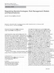 Research paper thumbnail of Regulating Nanotechnologies: Risk Management Models and Nanomedicine