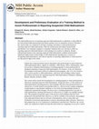 Research paper thumbnail of Development and preliminary evaluation of a training method to assist professionals in reporting suspected child maltreatment