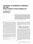 Research paper thumbnail of Commentary on Scheibehenne, Greifeneder, and ToddChoice Overload: Is There Anything to It?