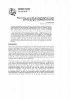 Research paper thumbnail of Steel, C. H. (2009). Reconciling university teacher beliefs to create learning designs for LMS environments. Australasian Journal of Educational Technology, 25(3), 399-420.