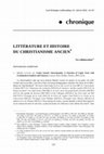 Research paper thumbnail of Littérature et histoire du christianisme ancien