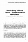 Research paper thumbnail of Service Quality Attributes Affecting Customer Satisfaction for Bus Transit Service Quality Attributes Affecting Customer Satisfaction for Bus Transit