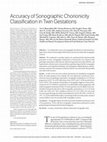 Research paper thumbnail of Accuracy of sonographic chorionicity classification in twin gestations