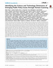 Research paper thumbnail of Identifying the Science and Technology Dimensions of Emerging Public Policy Issues through Horizon Scanning