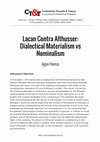 Research paper thumbnail of Lacan Contra Althusser: Dialectical Materialism vs Nominalism