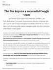 Research paper thumbnail of The five keys to a successful Google team