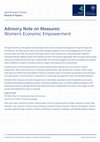 Research paper thumbnail of Advisory Note on Measures: Women’s Economic Empowerment