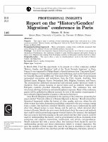 Research paper thumbnail of Report on the ‘‘History/Gender/Migration’’ conference in Paris