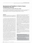 Research paper thumbnail of Development and Feasibility of a Scale to Assess Postoperative Recovery