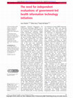 Research paper thumbnail of The need for independent evaluations of government-led health information technology initiatives