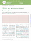 Research paper thumbnail of Effect of prey personality depends on predator species