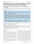 Research paper thumbnail of Schizophrenia as Failure of Left Hemispheric Dominance for the Phonological Component of Language